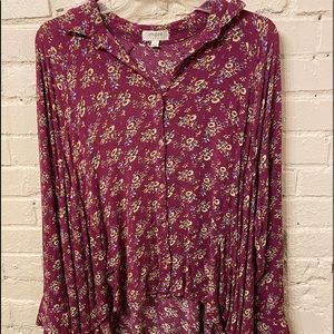 Umgee boho oversized floral top, size L